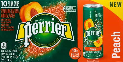 Perrier® Peach Flavored Sparkling Mineral Water Perspective: top