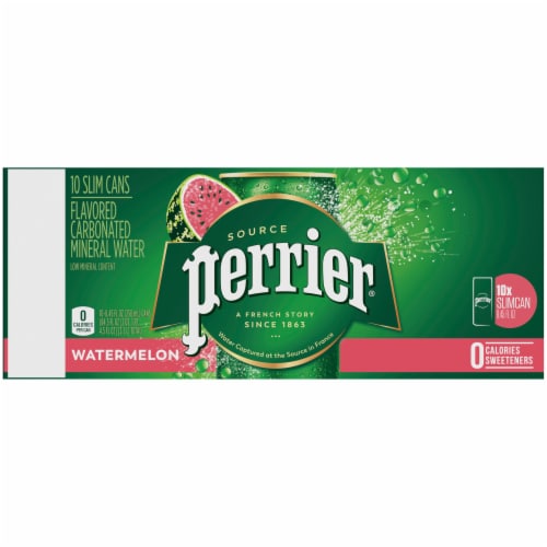 Perrier® Watermelon Sparkling Natural Mineral Water 10 Cans Perspective: top