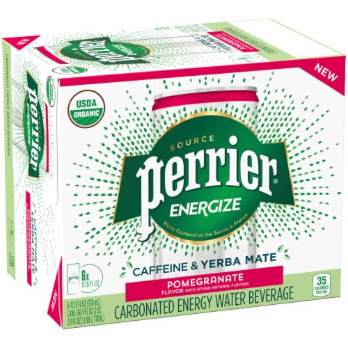 Perrier Energize Caffeine & Yerba Mate Pomegranate Carbonated Beverages Perspective: top