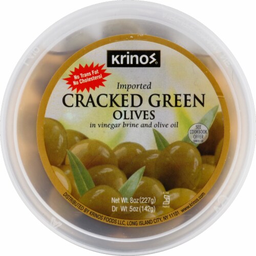 Krinos® Cracked Green Olives Perspective: top