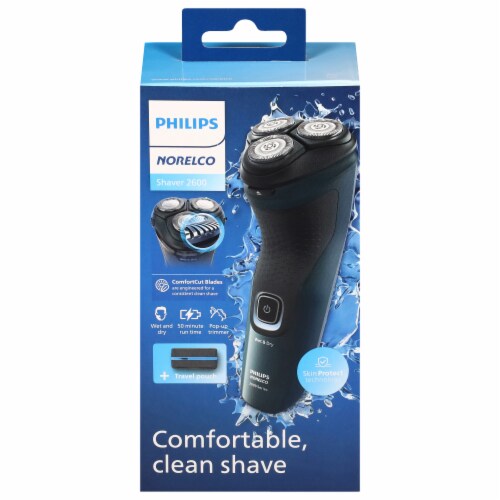 Philips Norelco Shaver 2600 Wet & Dry Electric Shaver + Travel Case Perspective: top