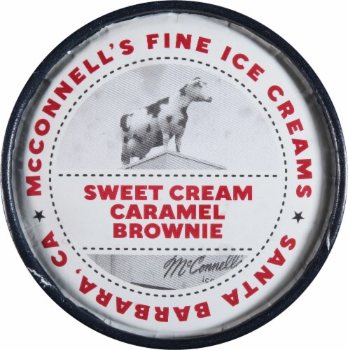 McConnell's Sweet Cream Caramel Brownie Ice Cream Pint Perspective: top