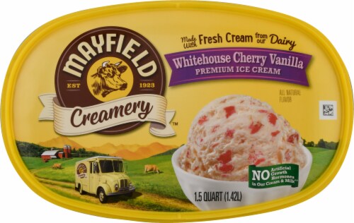 Mayfield Creamery Whitehouse Cherry Vanilla Ice Cream Tub Perspective: top