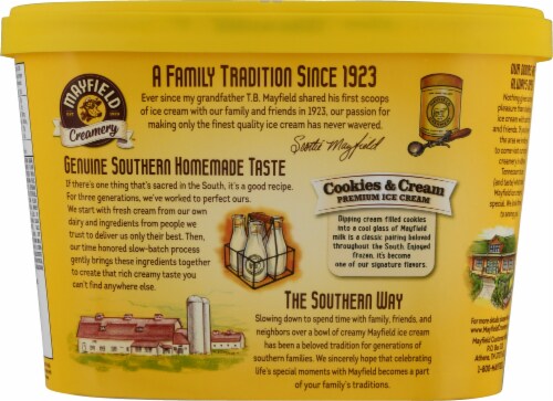 Mayfield Creamery Cookies & Cream Ice Cream Tub Perspective: top