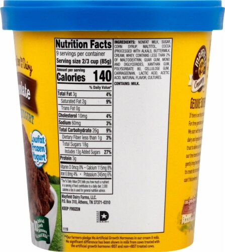 Mayfield Creamery® Lowfat Chocolate Frozen Yogurt Tub Perspective: top