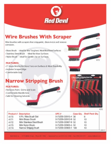Red Devil Mini Brass Wire Brush Perspective: top