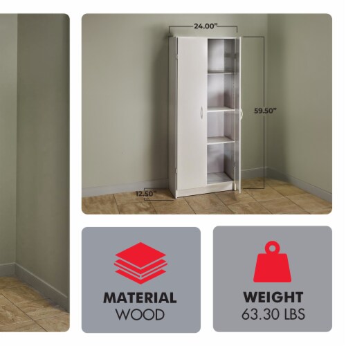 ClosetMaid 896700 12.5 x 24 x 59.5 Inch Adjustable 4 Shelf Pantry Cabinet, White Perspective: top