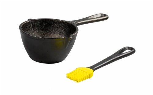 Lodge Cast Iron Melting Pot and Silicone Brush Set - Black/Yellow Perspective: top