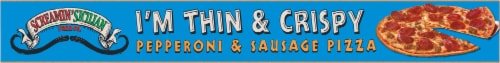 Screamin' Sicilian™ Thin & Crispy Pepperoni & Sausage Frozen Pizza Perspective: top