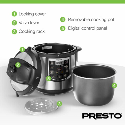 Presto 6-Quart Programmable Electric Pressure Cooker Plus Perspective: top