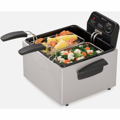 Presto® ProFry Dual Basket Silver Stainless Steel Deep Fryer Perspective: top
