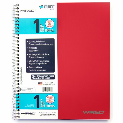Top Flight Wired™ Assorted College-Ruled 1-Subject Notebook Perspective: top
