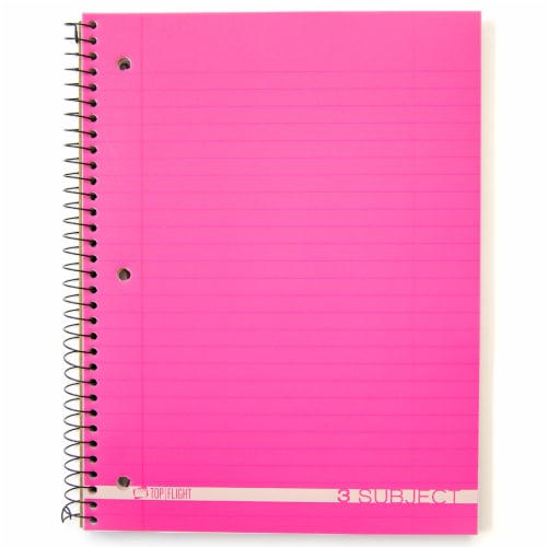 Top Flight Boss Wide Ruled 3-Subject Notebook Perspective: top