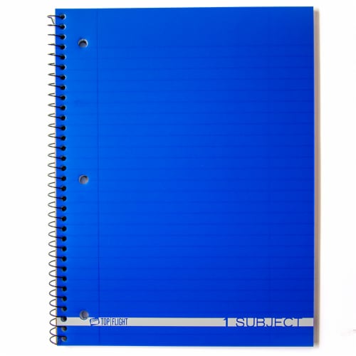 Top Flight Boss Wide Ruled 1-Subject Notebook - 90 Sheets - Colors May Vary Perspective: top