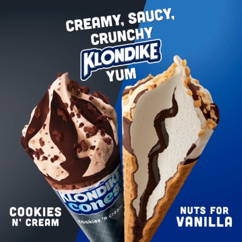 Klondike Dairy Dessert Cone, Cookies 'N Cream & Nuts for Vanilla, No Artificial Growth Hormones,8 Ct Perspective: top