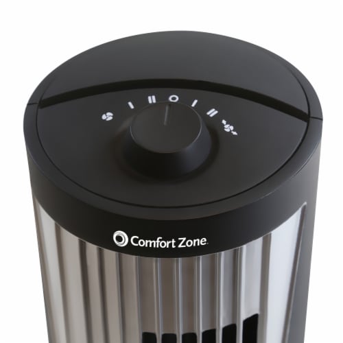 Comfort Zone® Desktop Tower Fan - Black/Grey Perspective: top