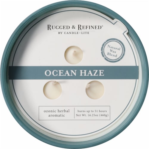 Rugged & Refined® 3 Wick Jar Candle Ocean Haze Perspective: top