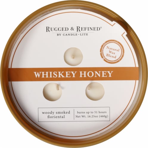 Candle-lite Rugged & Refined® Whiskey Honey Natural Wax Blend Jar Candle Perspective: top