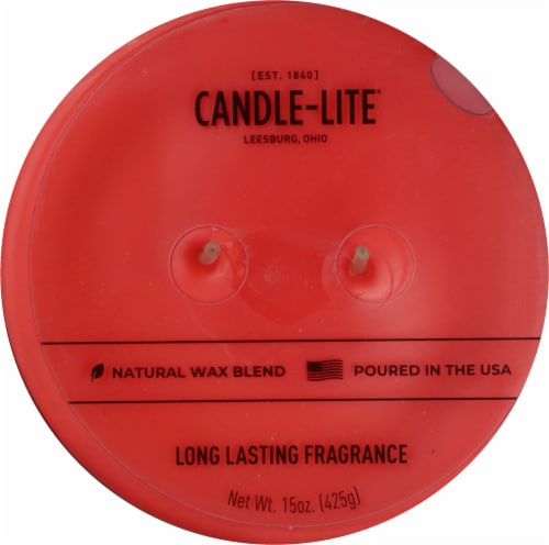 Candle-lite 2 Wick Tapered Jar Candle - Sunlit Mandarin Berry Perspective: top