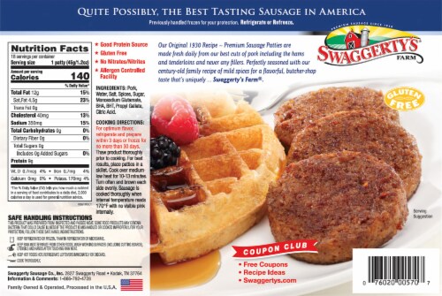 Swaggerty's Farm® 18 Premium Breakfast Sausage Patties, Mild Perspective: top