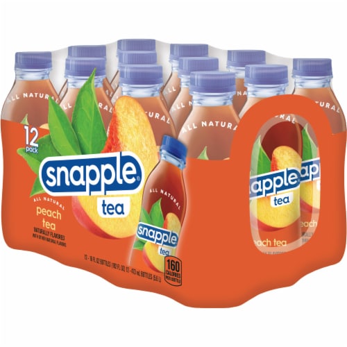 Snapple Zero Sugar Peach Tea, 16 fl oz Recycled Plastic Bottle (Pack of 12)