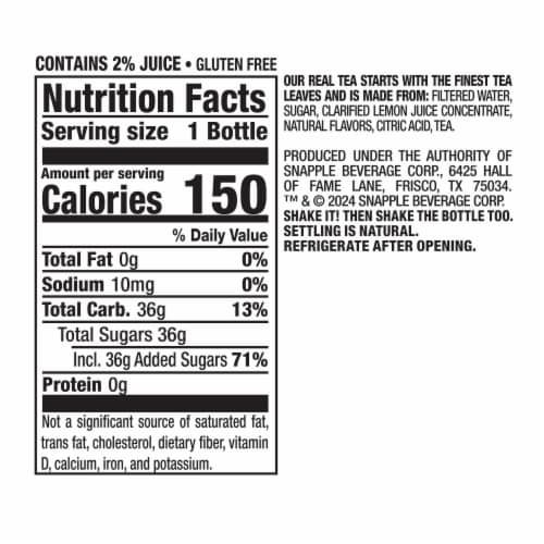 Snapple Peach Iced Tea & Lemonade Bottles Perspective: top