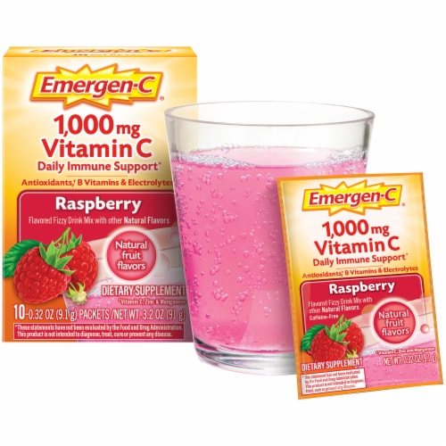 Emergen-C Vitamin C Immune Support Raspberry Powder 1000mg Perspective: top