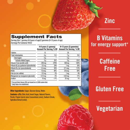 Emergen-C Kids Immune Support Berry Bash Gummies Perspective: top