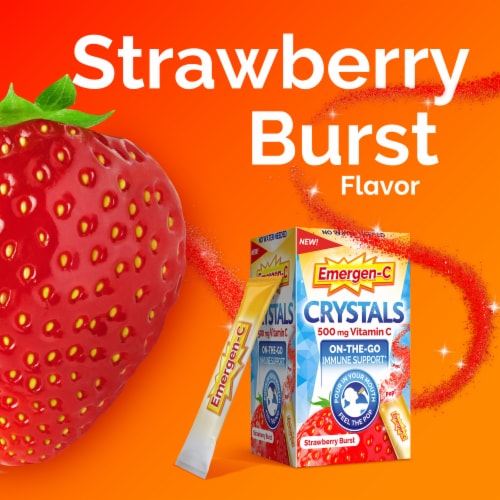Emergen-C Strawberry Burst Crystals On-the-Go Immune Support Supplement Perspective: top