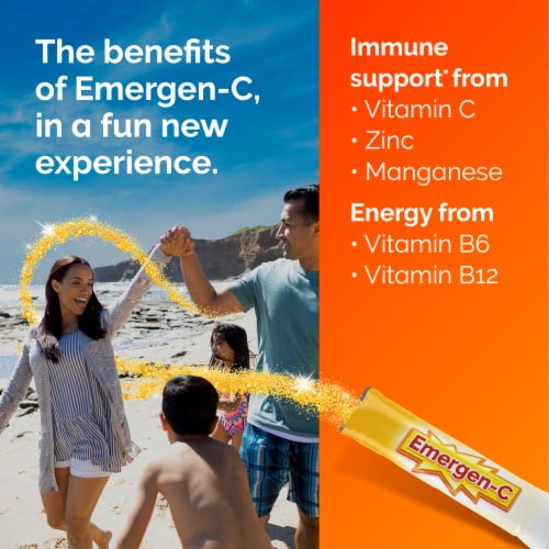 Emergen-C Orange On the Go Immune Support Supplement Vitality Crystals Perspective: top