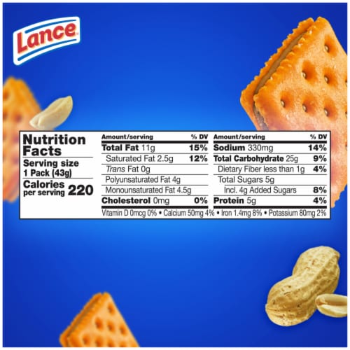 Lance Sandwich Crackers ToastChee Peanut Butter Individual Snack Pack Perspective: top