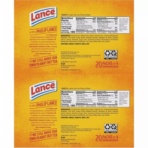 Lance Toasty Peanut Butter Sandwich Crackers (40 Count) Perspective: top