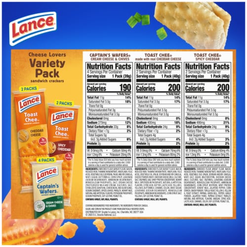 Lance® Cheese Lovers Sandwich Crackers Variety Pack Perspective: top