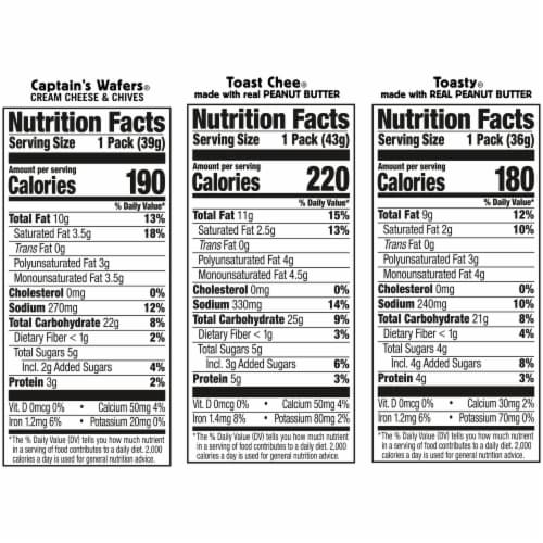 Lance Sandwich Crackers Variety Pack 3 Flavors 10 Individually Wrapped Packs Perspective: top