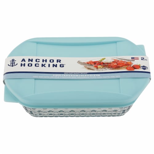 Anchor Hocking Heritage Basketweave Embossed Cake Dish with Lid Perspective: top