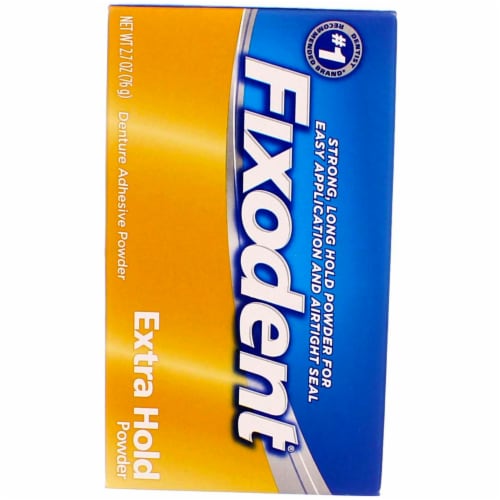Fixodent Denture Adhesive Powder Extra Hold Perspective: top