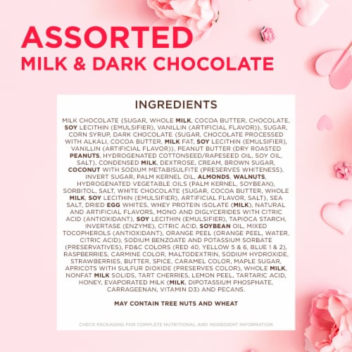 WHITMAN'S SAMPLER Valentine's Day Red Floral Heart Assorted Milk & Dark Chocolate Candy Gift Box Perspective: top