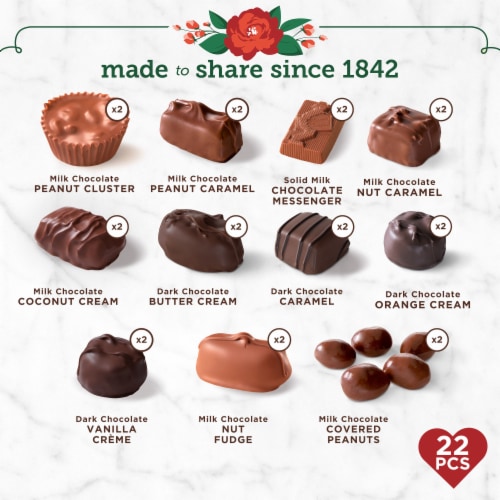 WHITMAN'S SAMPLER Valentine's Day Assorted Milk & Dark Chocolate Candy Gift Box Perspective: top