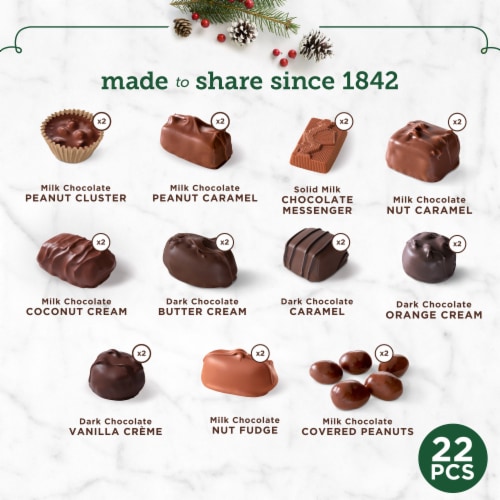 WHITMAN'S SAMPLER Christmas Assorted Milk & Dark Chocolate Gift Box Perspective: top