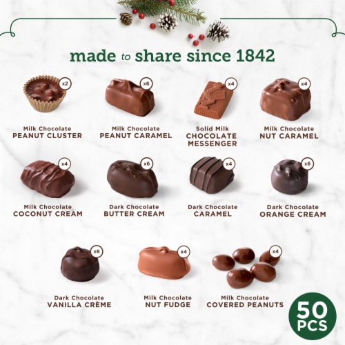 WHITMAN'S SAMPLER Christmas Assorted Milk & Dark Chocolate Sampler Gift Box Perspective: top