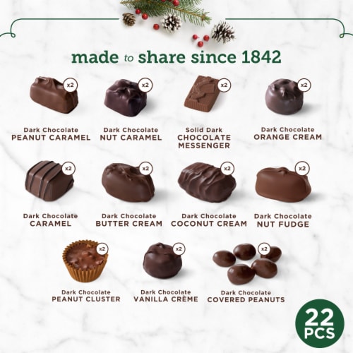 WHITMAN'S SAMPLER Holiday Assorted Dark Chocolate Gift Box Perspective: top