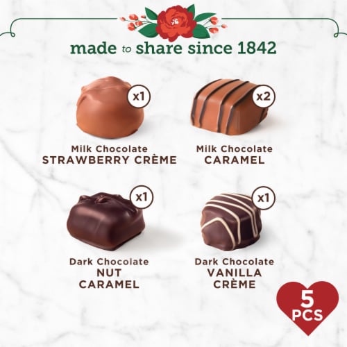 WHITMAN'S SAMPLER Valentine's Day Red Floral Heart Assorted Milk & Dark Chocolate Gift Box Perspective: top