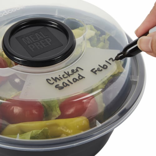 GoodCook® Meal Prep Salad Bowl Container with Dressing Cups - Black Perspective: top