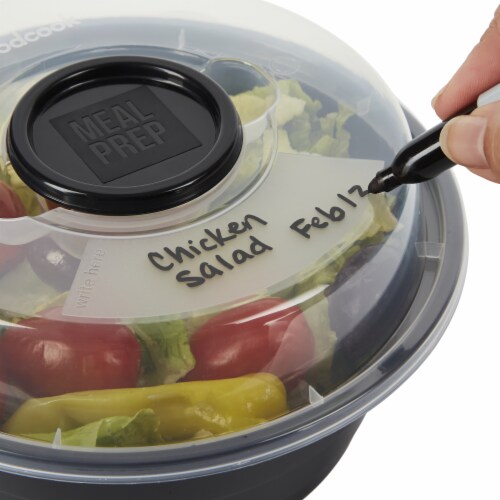 GoodCook® Meal Prep Salad Bowl Container with Dressing Cups - Black Perspective: top