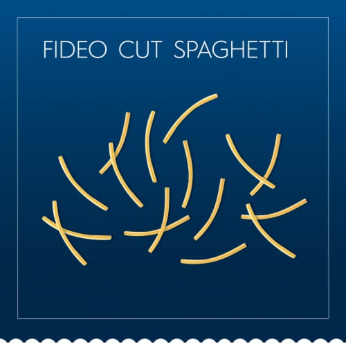 Barilla Blue Box Fideo Cut Spaghetti Non-GMO Certified & Kosher Pasta Perspective: top