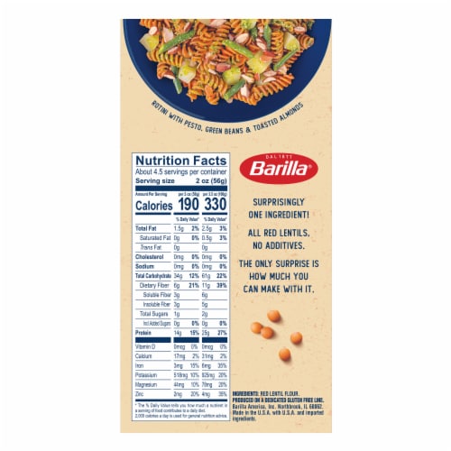 Barilla Red Lentil Rotini Naturally Gluten Free & Non-GMO Pasta Perspective: top