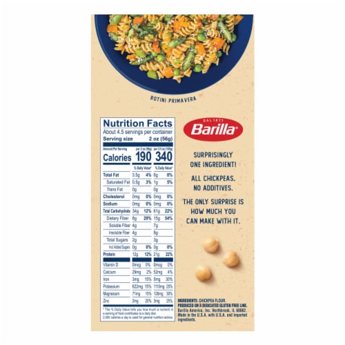 Barilla Chickpea Rotini Naturally Gluten Free & Non-GMO Pasta Perspective: top