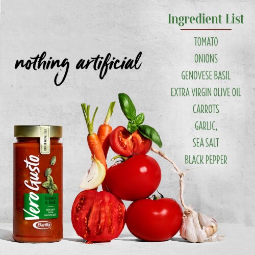 Vero Gusto Tomato & Basil Gluten Free Non-GMO & Kosher Pasta Sauce Perspective: top