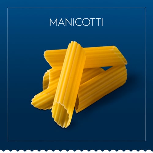Barilla Blue Box Manicotti Non-GMO Certified and Kosher Pasta Perspective: top