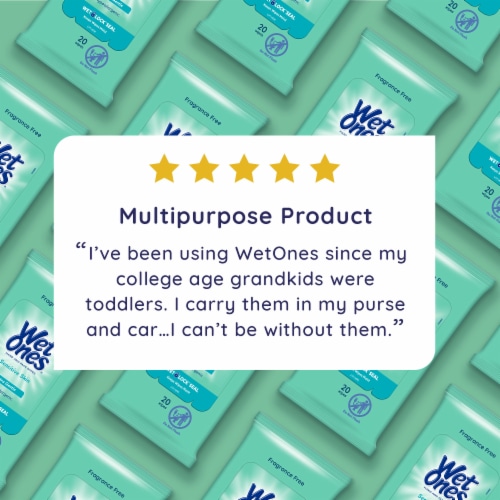 Wet Ones Hand Wipes for Sensitive Skin Extra Gentle Travel Pack Perspective: top